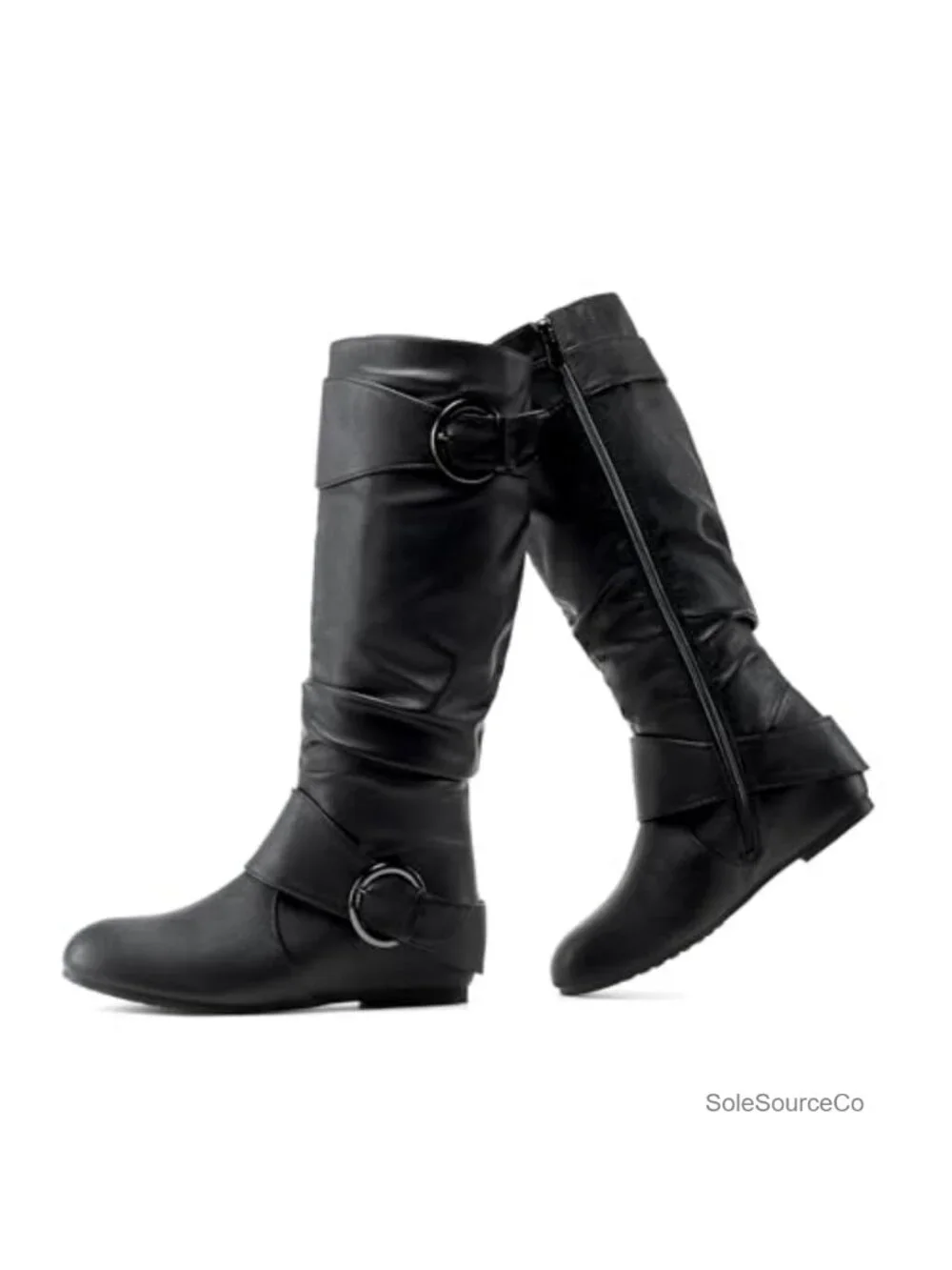 Knee High Low Hidden Wedge Boots with Faux Fur Lining